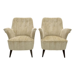 Mid-Century Modern Chenille Velvet Chair by Nino Zoncada for Cassina, 1950s For Sale