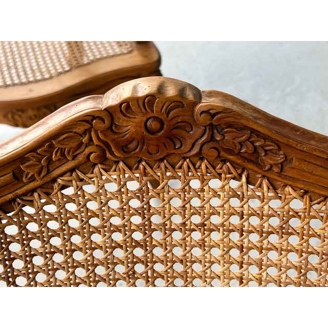 Pair of 1960s French Wood and Cane Arm Chairs Louis XV Style by Marie Albert For Sale - Image 13 of 18