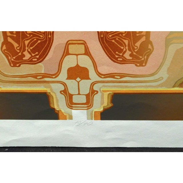 Orange 1980s "Mirage" Abstract Psychedelic Embossed Serigraph by David Kroos For Sale - Image 8 of 9