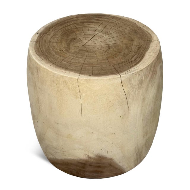 2020s Raw Acacia Drum Side Table For Sale - Image 5 of 5
