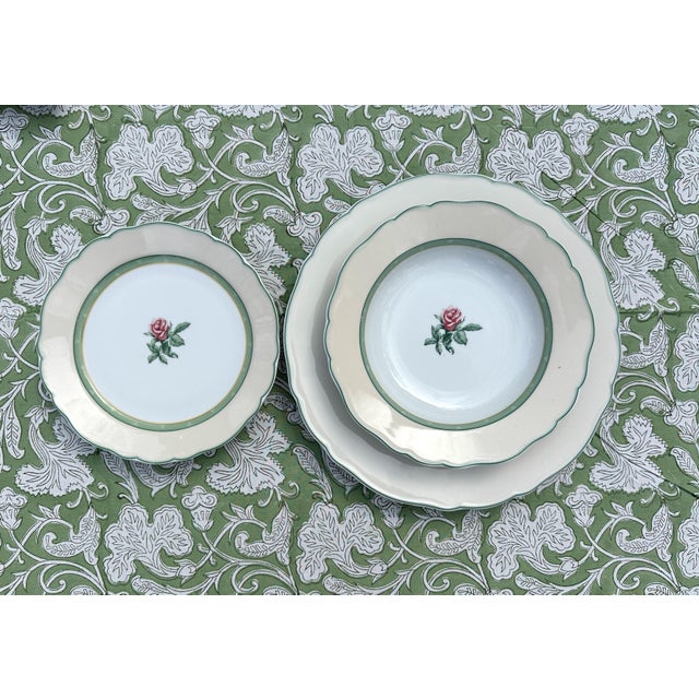 White 1940s Wedgwood English Cottage Cream & Mist Dinner & Side Plates - Set of Six For Sale - Image 8 of 13