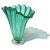 Barovier & Toso Vintage Murano Green Iridescent Gold Flecks Bubbles Italian Art Glass Fan Shape Scalloped Rim Flower Vase For Sale - Image 4 of 12