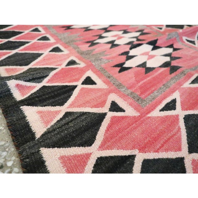 Black Galerie Shabab Collection Tribal Mid-20th Century Handmade American Navajo Flatwoven Throw Rug For Sale - Image 8 of 9