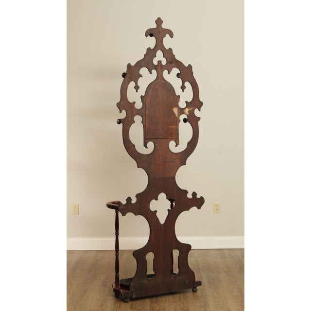 Antique 19th C. Victorian Walnut Hall Tree with Mirror Chairish