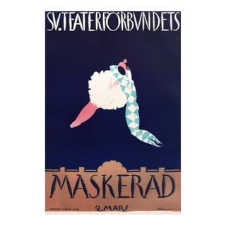1920 Swedish Theater Poster - Theater Association, Maskerad (Two Acrobats) For Sale