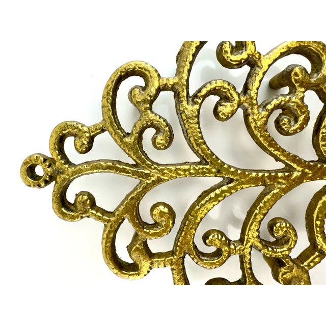Vintage Rustic Cast Brass Tree Trivet For Sale - Image 9 of 10