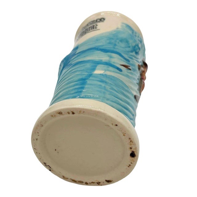 1980s 1980 Trader Dick's Casino Surfer Hula Girl Riding Wave Blue Ceramic Tiki Mug For Sale - Image 5 of 5