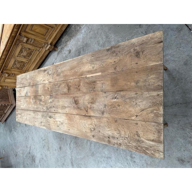 Wood Solid Oak Farmhouse Table For Sale - Image 7 of 9
