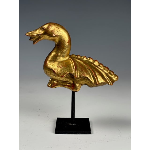 Wood Antique Folk Art Giltwood Mythical Duck Sculpture, 1850 For Sale - Image 7 of 12