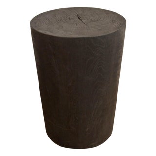 Andrianna Shamaris Triple Burnt Teak Wood Side Table For Sale