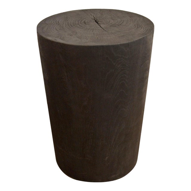 Andrianna Shamaris Triple Burnt Teak Wood Side Table For Sale