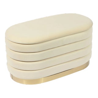 Lillian Cream Velvet Storage Bench For Sale