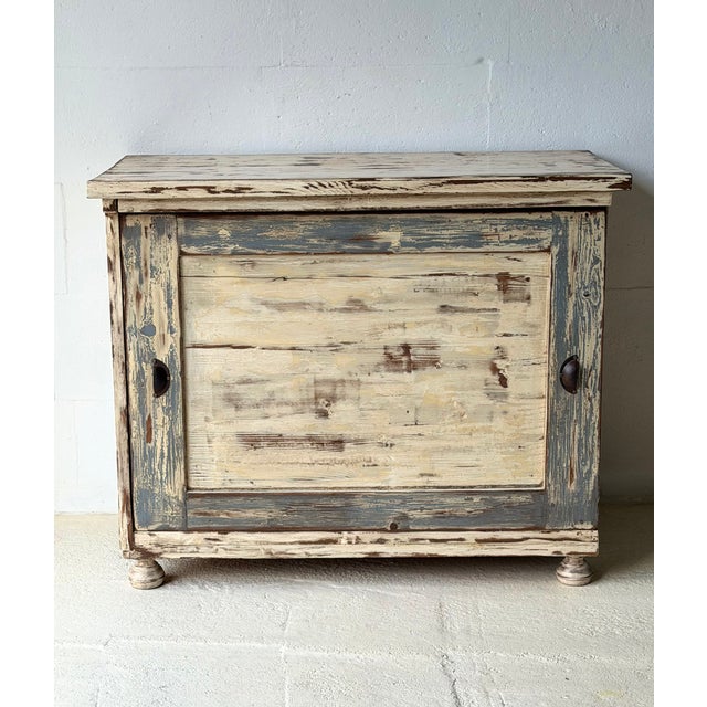 Rustic Distressed Wooden Cabinet with Storage Shelf, 1960s For Sale - Image 14 of 14