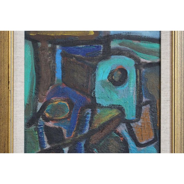 Pierre-Yves Beltran, Abstract Composition, 1980s, Oil Painting on Board, Framed For Sale - Image 6 of 15