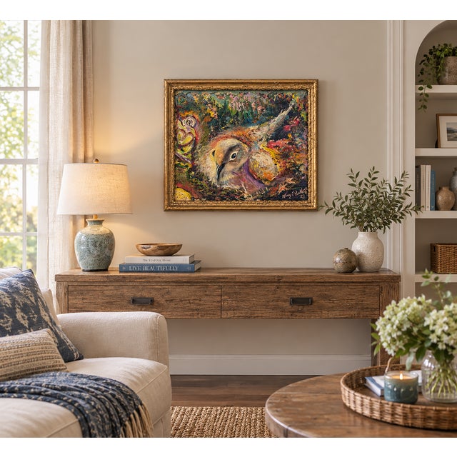 Contemporary "My Nest". Contemporary, Abstract, Oil Painting, Bird Art For Sale - Image 3 of 8
