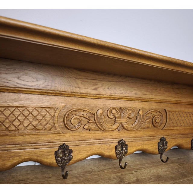 Vintage French Coat Rack in Oak For Sale - Image 5 of 9