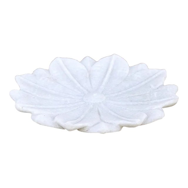 Artisan Carved Marble Flower Plate For Sale