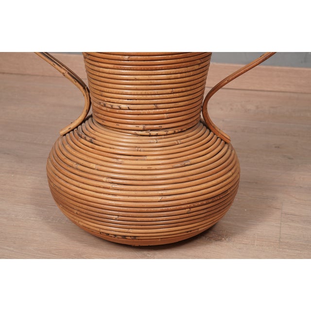 Rattan Warm Honey Color Amphora Vase from Vivai Del Sud, Italy, 1960 For Sale - Image 4 of 8