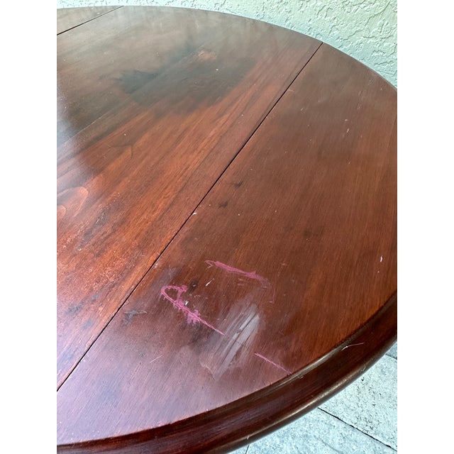 Antique Early 20th Century Solid Wood Drop Leaf Oval Wine Table For Sale - Image 12 of 12