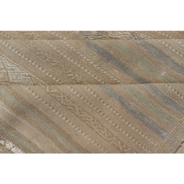 Turkish Vintage Gallery Kilim Stripe Rug With in Tan, Taupe, and Earth Tones For Sale - Image 10 of 11