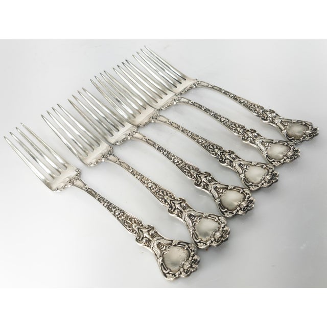 Chippendale Late 19th Century Devil or Jester Face Decorated Sterling Silver Dinner Forks - Set of 6 For Sale - Image 3 of 11