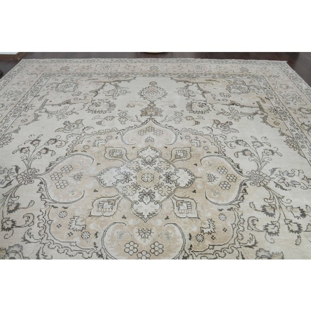 1970s Vintage Persian Handmade Wool Cotton Brown Beige Area Rug For Sale In San Francisco - Image 6 of 11
