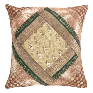 Pasargad DC Vintage Sari Silk Square Pillow Case For Sale