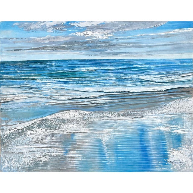 Contemporary Coastal Seascape Oil Painting by Schrater – Original Ocean Wave Large Landscape on Canvas, 36" X 48" For Sale - Image 3 of 4