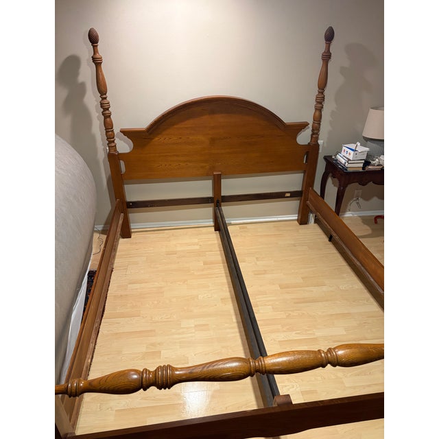 Wood Vintage Thomasville American Oak King Size Bed For Sale - Image 7 of 9
