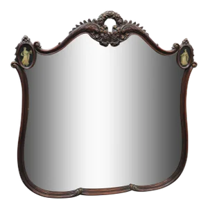 French Figural Painted & Carved Walnut Mirror