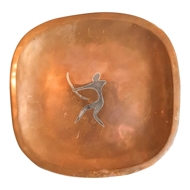Los Castillos Taxco Copper Sterling Archer Square Plate Mexico For Sale