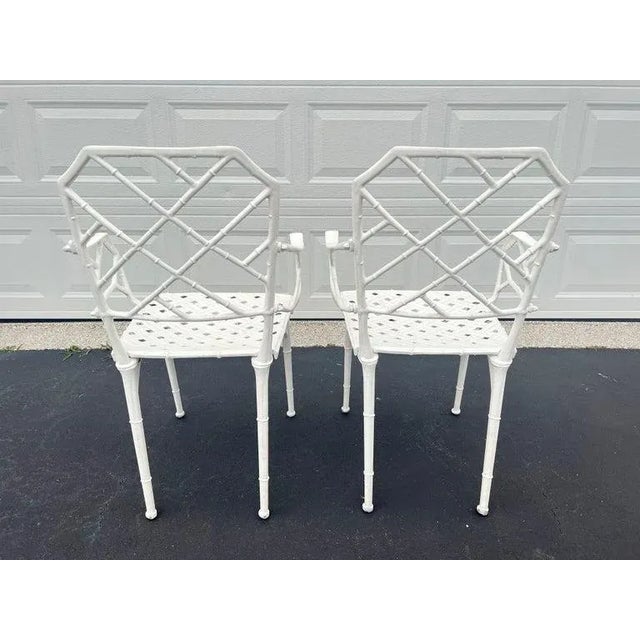 Pair of White Faux Bamboo “Calcutta” Chairs by Brown Jordan For Sale - Image 11 of 18
