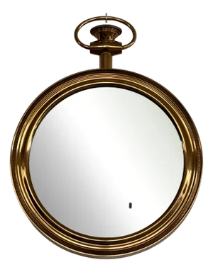 Large Vintage Italian Pocket Watch Mirror in Brass and Cut Glass by Piero Fornasetti, 1960s