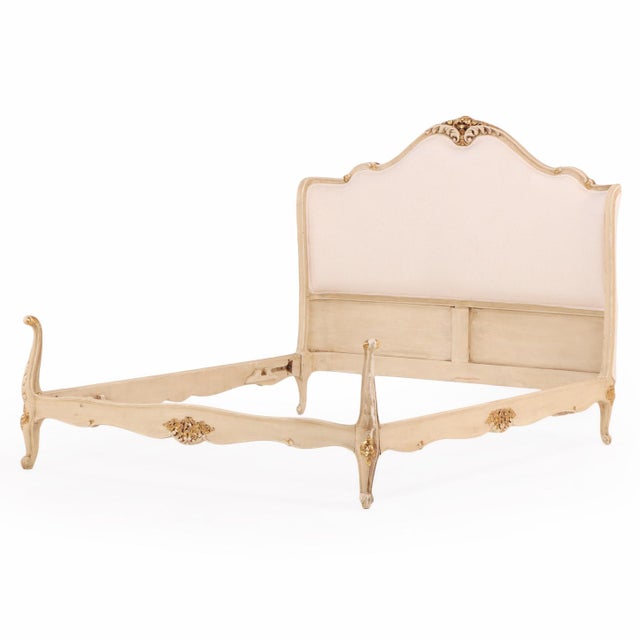 French A French Louis XV Style Painted Full Size Bed, C. 1930. For Sale - Image 3 of 9