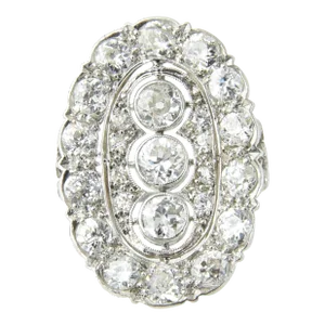 Edwardian Filigree Platinum Diamond Three-Stone Ring size 7