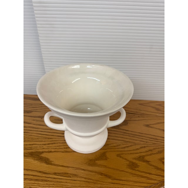 Double Handle Trophy Urn/Pedestal Vase, White For Sale - Image 9 of 12