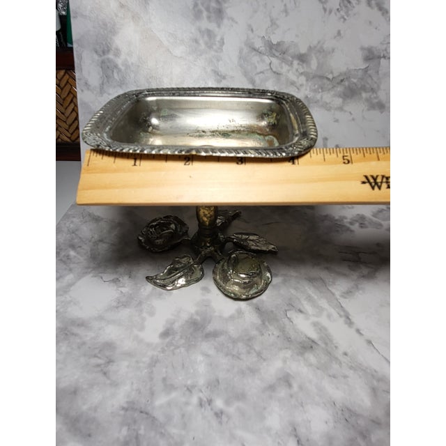 Silver and Brass Pedestal Soap Dish Floral Motifs For Sale - Image 11 of 12