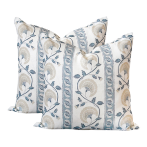 A Pair of Lauren Servati Textiles, Mirabelle // Chambray Pillows, 20"x20"