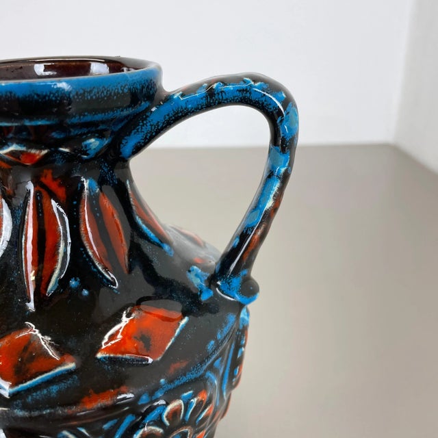 Multi-Color Fat Lava Op Art Pottery Vase from Bay Ceramics Germany, 1960s, Set of 2 For Sale - Image 10 of 17