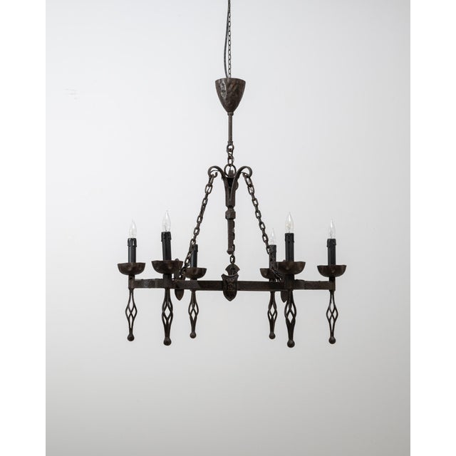 20th Century French Gothic Revival Wrought Iron Chandelier For Sale - Image 16 of 18