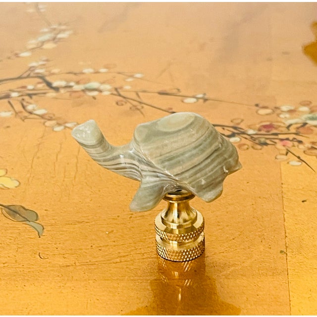 1970s Agate Stone Turtle Lamp Finial For Sale - Image 4 of 4