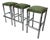 Mid 20th Century Modernist Cal-Style Chrome Counter Height Bar Stools With Velvet Green Seats - Set of 3 For Sale