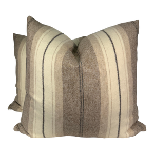 Neutral Wool Stripe 22" Pillows-a Pair