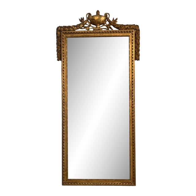 18c French Antique Louis XVI Neoclassical Mirror With Urn For Sale
