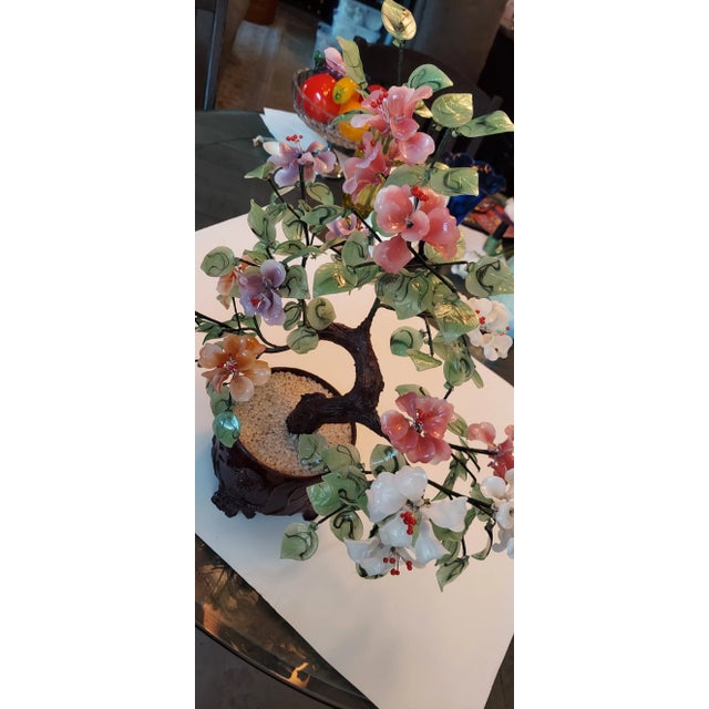 1960s Large Mid Century Glass Jade Bonzai Tree For Sale - Image 4 of 9