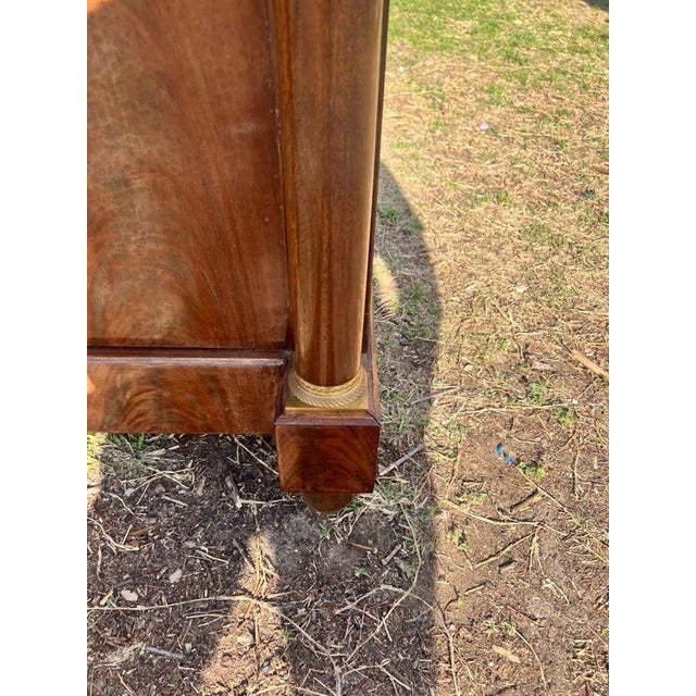 Sienna 19th Century French Empire Flam Mahogany Marble Top Sideboard / Credenzas For Sale - Image 8 of 12