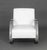 Ralph Lauren "Hudson Street" Lounge Chair, with white leather upholstery and polished stainless steel frame, "E.J. Victor,...