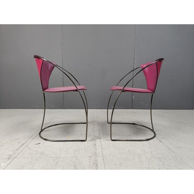 Vintage Pink Linda Dining Chairs from Arrben, 1980s, Set of 4 For Sale - Image 10 of 13