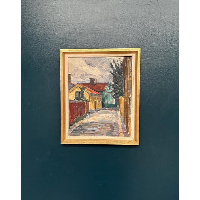 Jan Hatvani, Street with Houses, 1960s, Oil on Panel, Framed For Sale - Image 6 of 14