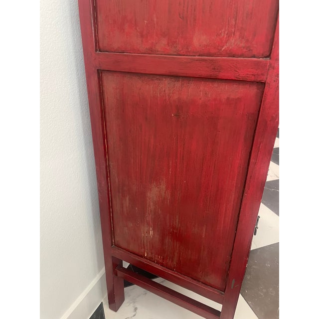 Antique Chinese Red Lacquer Wedding Cabinet With Gilt "Hundred Boys" Motif For Sale - Image 4 of 12